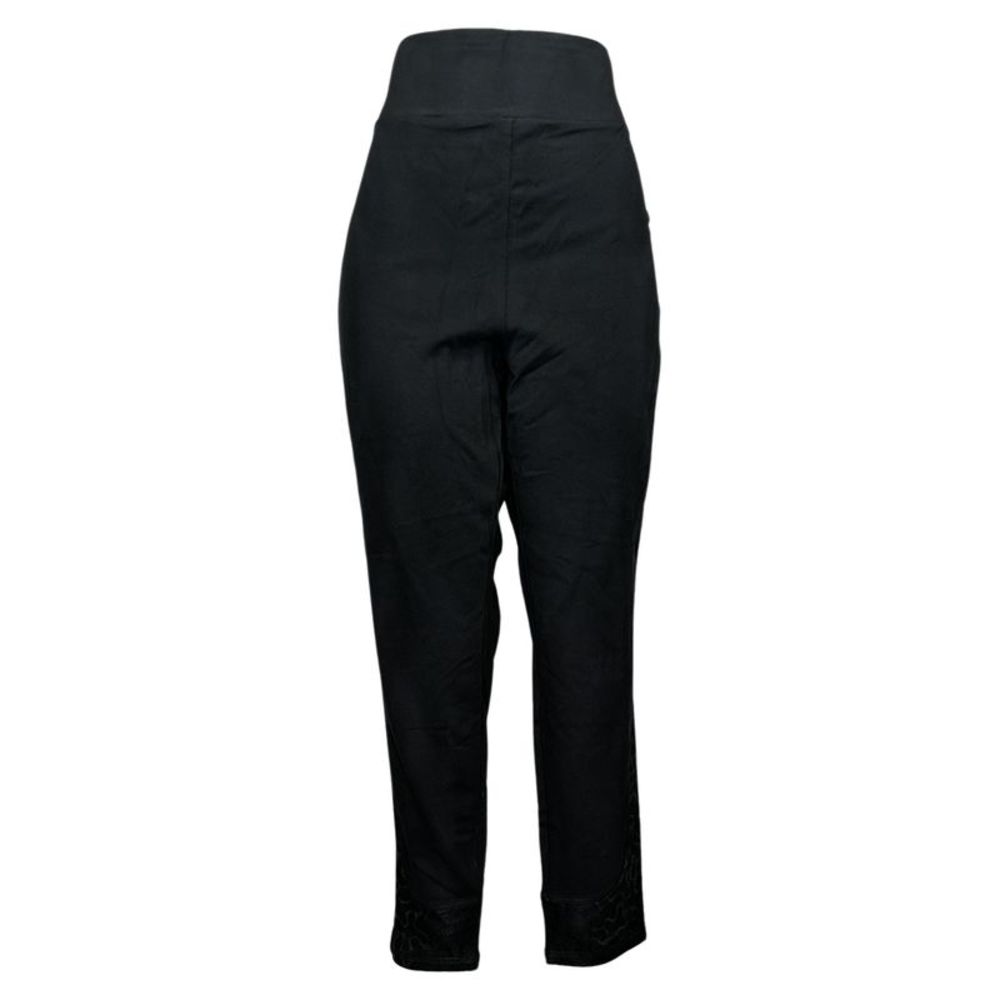 LOGO by Lori Goldstein Women's Pants Plus Size Lace Trim Black  LIKE NEW